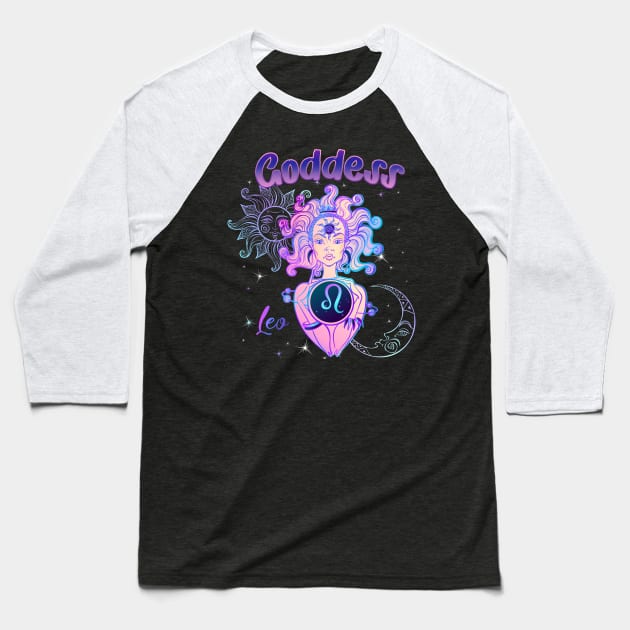 Zodiac Leo Goddess Queen Horoscope Baseball T-Shirt by The Little Store Of Magic